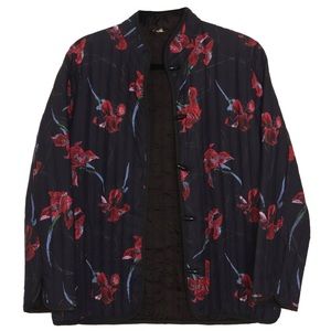 Vintage 1970's Floral Oriental Quilted Button Up Jacket